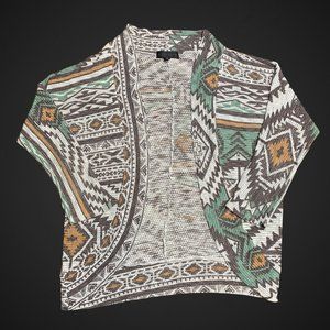 Almost Famous Aztec Women's Open Front Cardigan Sweater Size L